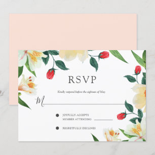 Bold summer wedding, colourful floral frame RSVP Invitation