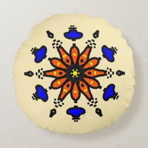Bold Sun Mandala Round Cushion