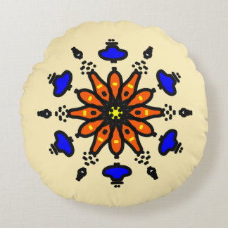 Bold Sun Mandala Round Cushion