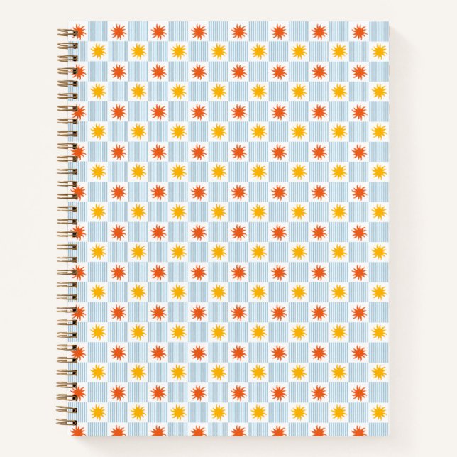 Bold Sunburst Striped Chequerboard Notebook - S (Front)