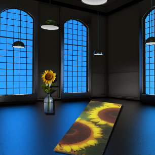 Bold sunflowers - modern painting yoga mat