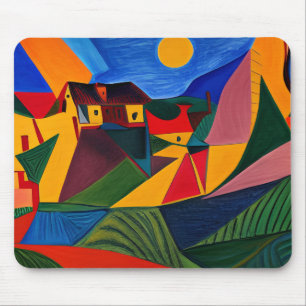 Bold sunset Picasso art Mouse Mat