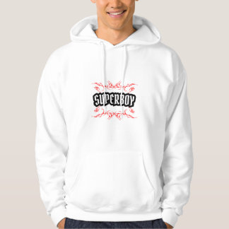 Bold SUPER BOY Cool Men’s Streetwear White Hoodie