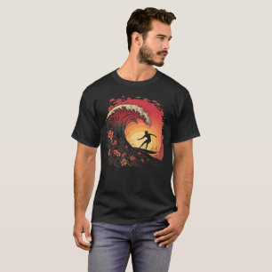Bold Surfer Silhouette Wave Rider Tee