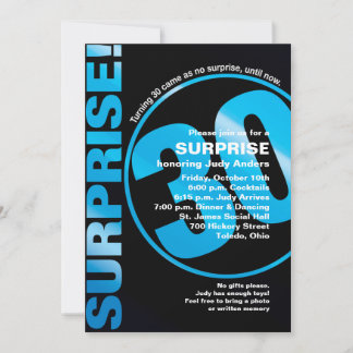 Bold Surprise Birthday Invitation - Blue 30th