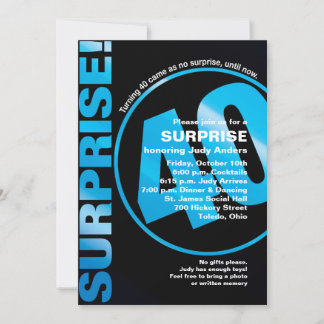 Bold Surprise Birthday Invitation - Blue 40th