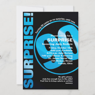 Bold Surprise Birthday Invitation - Blue 90th
