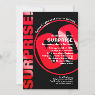 Bold Surprise Birthday Invitation - Red 60th