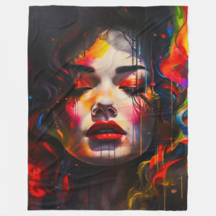 Bold Surreal Portrait Fleece Blanket