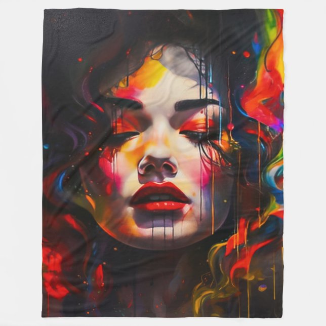 Bold Surreal Portrait  Fleece Blanket (Front)