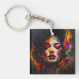 Bold Surreal Portrait  Key Ring
