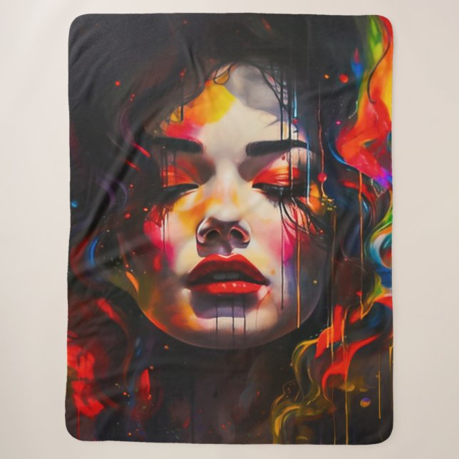 Bold Surreal Portrait  Sherpa Blanket (Front)