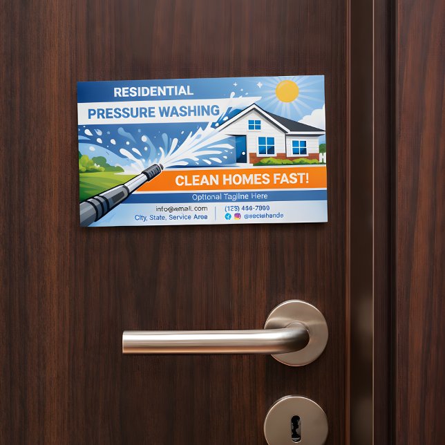 Bold Surreal Residential pressure washing Logo Magnetic Business Card (Creator Uploaded)