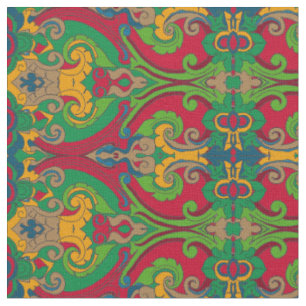 Bold Swirls Fabric (Green and Red)
