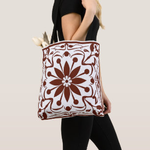 Bold Symmetrical Floral Pattern Tote Bag