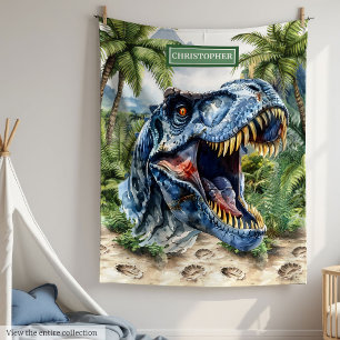 Bold T-Rex Blanket Custom Name Personalised Boys