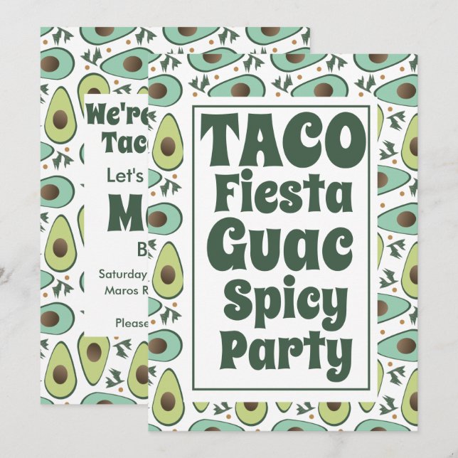 Bold Taco Party Birthday Party for Adult Invitation (Front/Back)