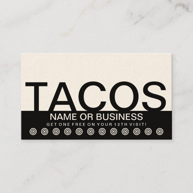bold TACOS customer loyalty card (Front)