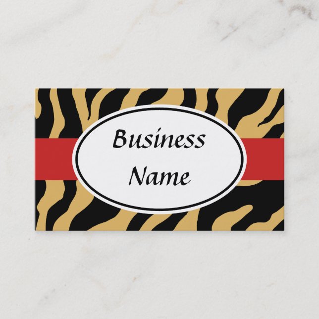 Bold Tan Zebra Business Card (Front)