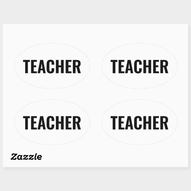 Bold TEACHER Text Oval Sticker for Classroom Use (Sheet)