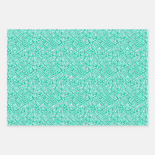 Bold Teal Geometric Triangle Pattern Wrapping Paper Sheet