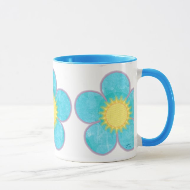 Bold Teal Summer Flower Mug (Right)