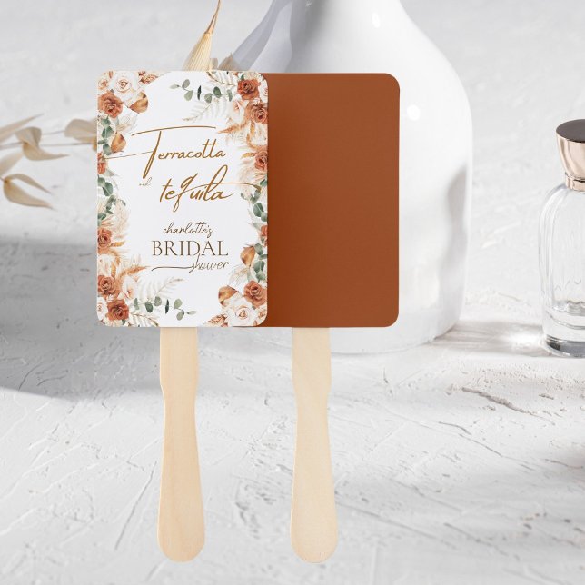 Bold Terracotta and Tequila Bridal Shower Hand Fan (Creator Uploaded)