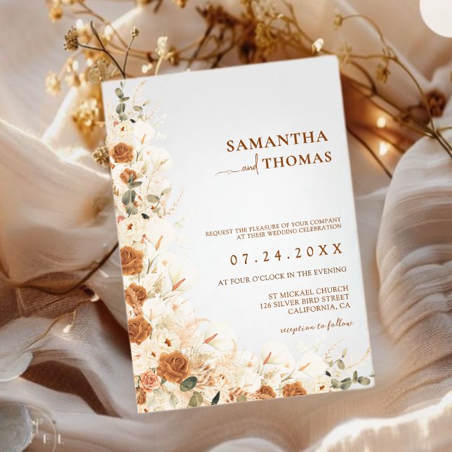  Bold Terracotta Boho Bohemian Fall Wedding Invitation (Creator Uploaded)