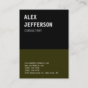 Bold Text Black Brownish Green Business Card