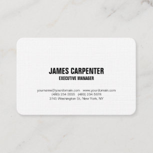 Bold Text Black White Linen Modern Professional  Business Card