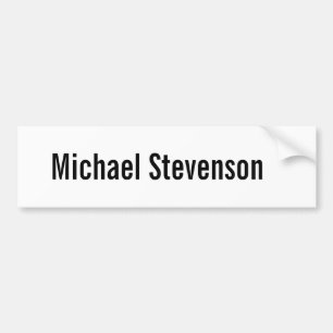 Bold Text Black White Personalised Plain Modern Bumper Sticker