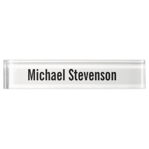 Bold Text Black White Personalised Plain Modern Nameplate