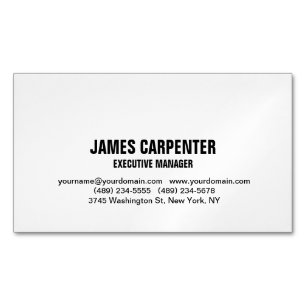 Bold Text Black White Unique Modern Professional Magnetic Business Card