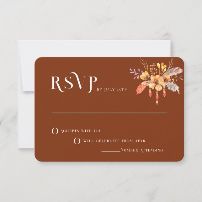 Bold Text Burnt Orange Sample Chic Wedding RSVP Invitation (Front)