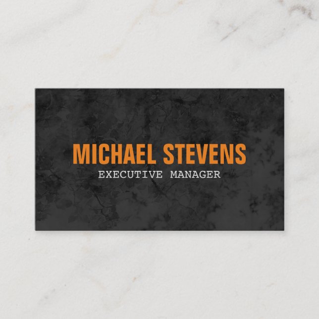 Bold Text Grey Orange Stylish Modern Contemporary Business Card (Front)