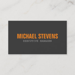 Bold Text Grey Orange Stylish Modern Professional Business Card