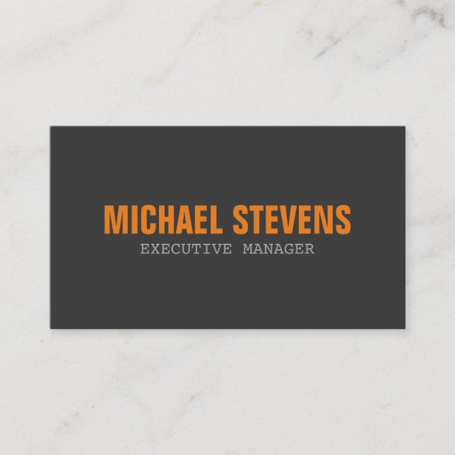 Bold Text Grey Orange Stylish Modern Professional Business Card (Front)