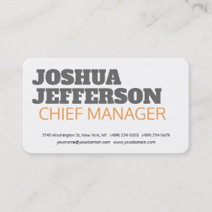 Bold Text Grey White Modern Plain Minimalist Business Card