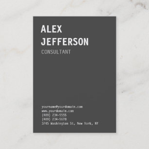 Bold Text Grey White Professional Business Card