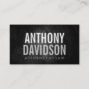 Bold Text Leather Modern Attorney Business Card