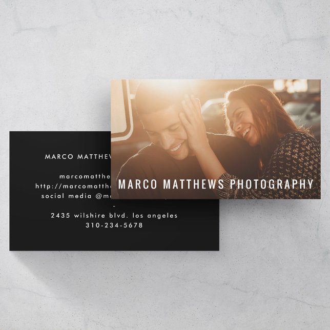 Bold Text Minimal Photographer Business Card (Creator Uploaded)