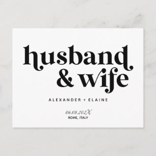 Bold Text Only Husband & Wife Elopement Wedding Postcard