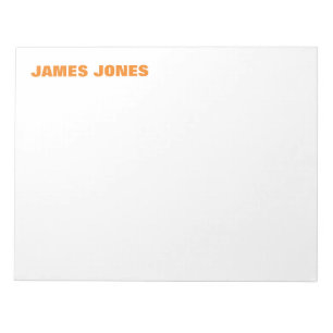 Bold Text Orange White Stylish Modern Professional Notepad