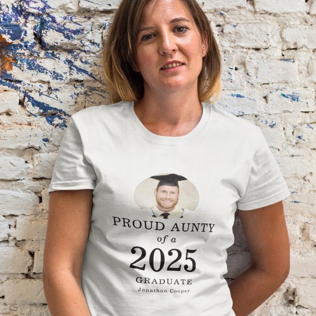 Bold Text Photo Proud Aunty of 2025 Graduate T-Shirt (Creator Uploaded)