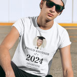 Bold Text Photo Proud Brother of 2024 Graduate T-Shirt<br><div class="desc">Bold Text Photo Proud Brother of 2024 Graduate. Especially for the new graduate’s brother. Your sibling’s photo is within a circular shape, and the year large and bold, with graduate's name. Easily personalise the text as required and replace the photo with your own of square orientation. You can change text...</div>