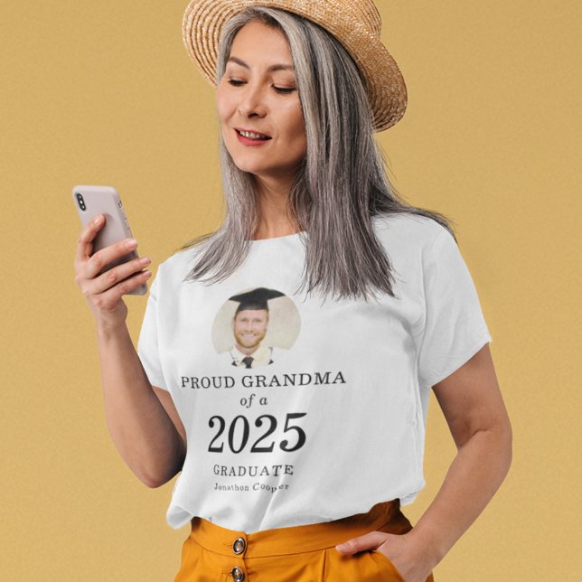 Bold Text Photo Proud Grandma of 2023 Graduate T-Shirt (Creator Uploaded)