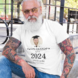 Bold Text Photo Proud Grandpa of 2024 Graduate T-Shirt<br><div class="desc">Bold Text Photo Proud Grandpa of 2024 Graduate. Especially for the new graduate’s grandfather. Your grandchild’s photo is within a circular shape, and the year large and bold, with graduate's name. Easily personalise the text as required and replace the photo with your own of square orientation. You can change text...</div>