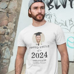 Bold Text Photo Proud Uncle of 2024 Graduate T-Shirt<br><div class="desc">Bold Text Photo Proud Uncle of 2024 Graduate. Especially for the new graduate’s uncles. Your niece or nephew’s photo is within a circular shape, and the year large and bold, with graduate's name. Easily personalise the text as required and replace the photo with your own of square orientation. You can...</div>