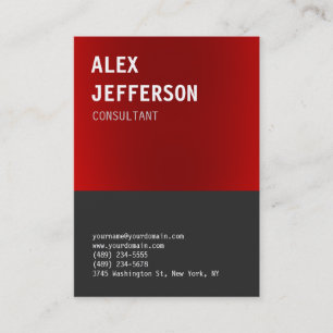 Bold Text Red Grey Professional Business Card