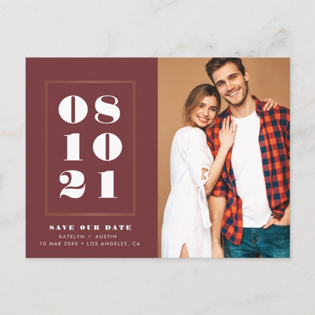 Bold text save our date  postcard (Front)